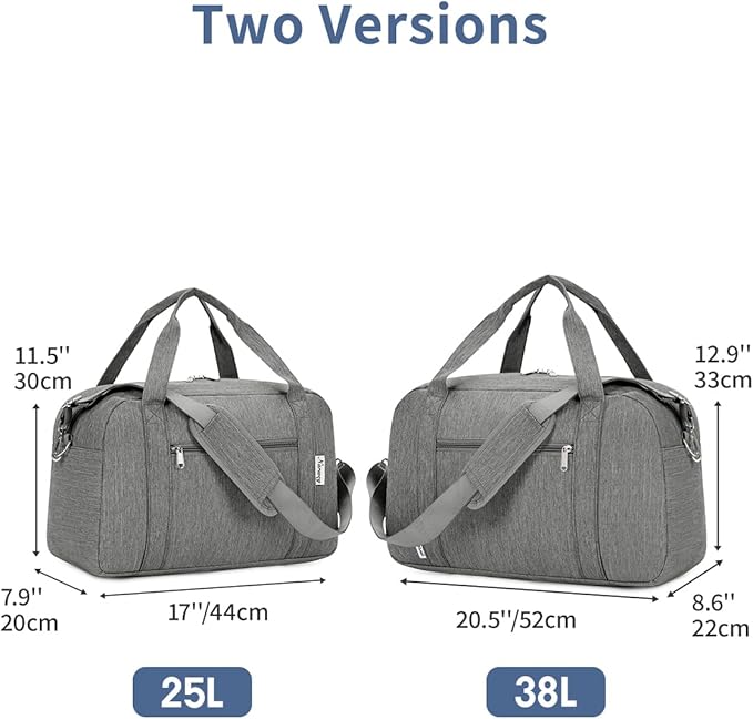 Narwey Carry on Bag 22x14x9 Airlines Approved, Carry on Duffle Bag for Airplane with Wet Pocket, Travel Duffel Bag Luggage Bag Weekender Overnight for Women Men (Grey)