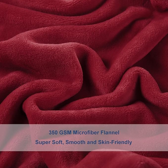 Surii Home Luxury Microfiber Flannel Blanket, Super Soft, Warm, Cozy, Fluffy, and Breathable, Perfect Throws for Bed, Couch, Sofa, for All Season Use. 350GSM Travel Size 50x60 Inches (Burgundy)