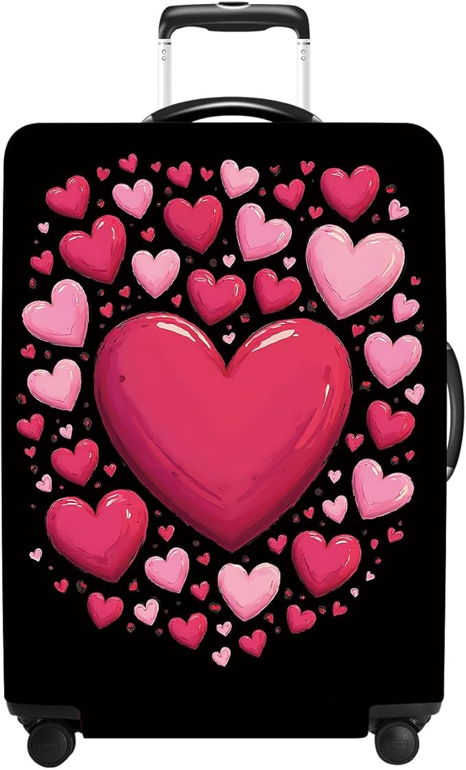 Luggage Cover Washable Suitcase Protector Anti-Scratch,Stretchable Fit for 20-34Inch Luggage Durable Travel Bag Cover with Zipper Closure (Heart, M(fits 24-26Inch suitcase))