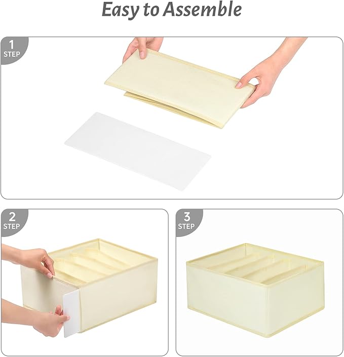 Jeans Drawer Organizers for Clothing, 5 Compartment Wardrobe Storage Box, Washable Clothes Organizer for Folded Clothes, Jeans, Pants, Leggings, t-shirts(Beige)