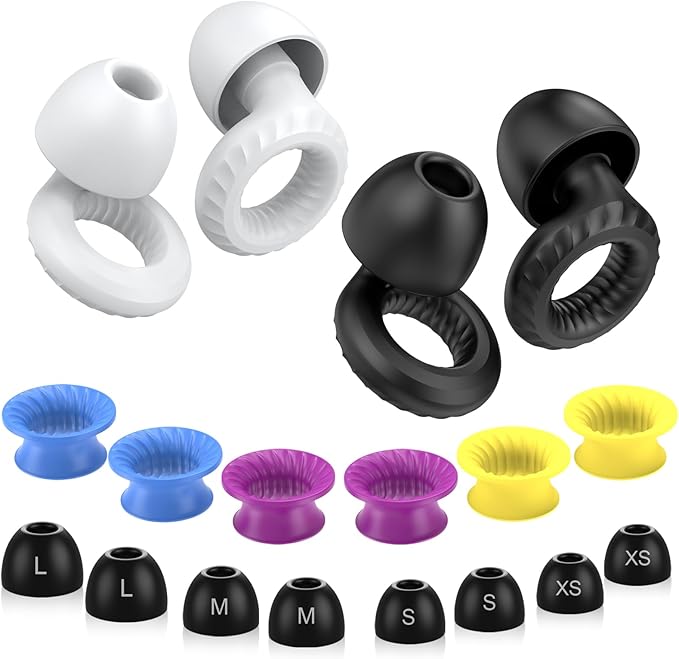 Ear Plugs for Sleeping Noise Cancelling -30dB, 2-Pack Reusable Soft Noise Reduction Ear Plugs for Sleep, Travel,Deep Focus, Hearing Protection,Concert with Carrying Case (White & Black)