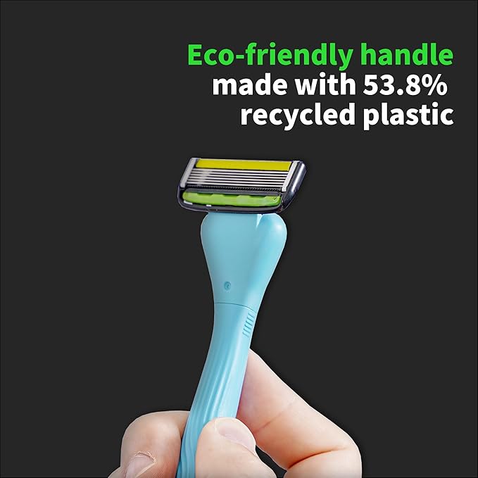 DORCO with Earth Razor with Pace 6 Pro Cartridges • Handle Made from Post Recycled Plastic • Premium Blades For Men and Women Body & Face Shaving • One Handle and 5 Cartridges