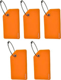 5 Pack Silicone Luggage Tag with Stainless Loop and Name Id Card, Perfect for Suitcases, Handbags and Luggage