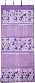 Over the Door Storage Organizer with 4 Kind of Pockets,Hanging Organizer for Shoes,Sock,Hat,Underwear,Handbag,Hair Tools,Cosmetics,Toiletry,Hanging Shelf Behind Door of Bathroom,Closet,Entrance,Purple