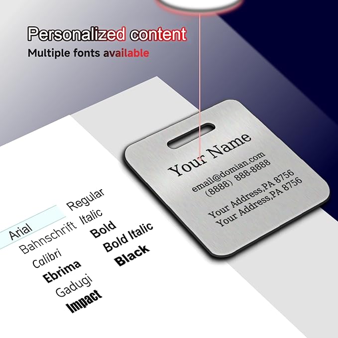 （2-Pack） Stainless Steel Custom Luggage Tags - Laser Engraved Personalized Travel Tags - Custom Name Identification Tags: for Suitcases, Backpacks, Bags and More (Rose Gold)
