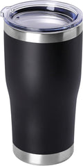 DOMICARE 20oz Tumbler with Lid Stainless Steel Tumblers Bulk, Double Wall Vacuum Insulated Coffee Travel Mug Powder Coated Tumbler, Black