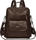 PU Leather Backpack Purse for Women Fashion Multipurpose Design Handbag Ladies Shoulder Bags Travel Backpack Coffee