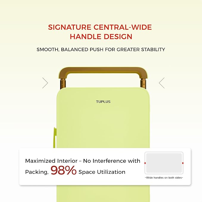 TUPLUS 20” Carry-On Hardside Luggage Lightweight ABS Travel Suitcase with Wide Handle Spinner Wheels TSA Combination Lock, Balance Series 2.0, Fresh Sprout Green