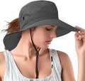 Rosoz Ponytail Sun Bucket Hats for Women UV Protection Foldable Mesh Wide Brim Hiking Beach Fishing Summer Safari