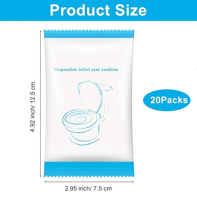 20 Pack Disposable Toilet Seat Cover Waterproof Non-Woven Fabric, Disposable Toilet Seat Covers for Travel, Disposable Seat Covers for Outing Hotel Hospital Public Toilet (Individual Package)