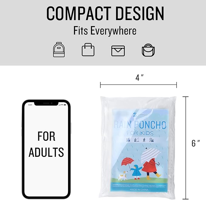 SaphiRose Disposable Rain Ponchos Emergency Clear Poncho