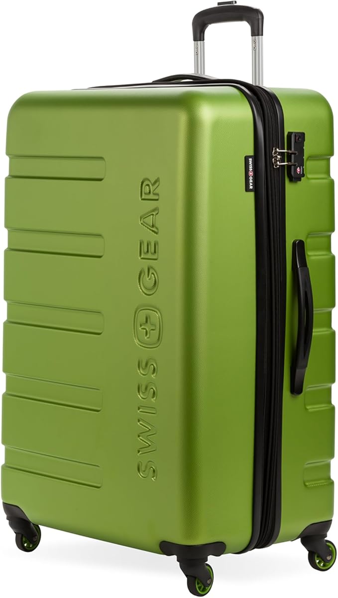 SwissGear 7366 Hardside Expandable Luggage with Spinner Wheels, Green, Checked-Large 27-Inch