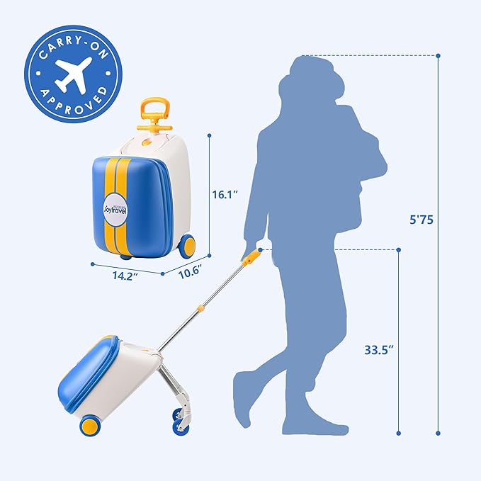 Kids Ride-on Luggage with Spinner Wheels Suitcase, Kid's Ride-On Suitcase Help Your Child Relax, Carry On Trolley Luggage (blue)