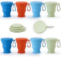 GUANCI Silicone Collapsible Travel Cup Set Silicone Folding Camping Cup with Lids Foldable Drinking Cup Sets Portable Dishwasher Safe for Outdoor Hiking Travel Sport