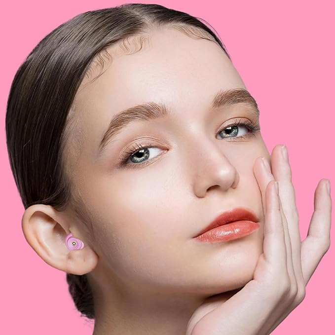 Ear Plugs for Sleeping Reusable Earplugs for Concerts Noise Cancelling Soft Silicone Noise Reduction Earbuds for Travel, Focus, Work 33-45dB Hearing Protection with 9 Ear Tips & Case (Pink)