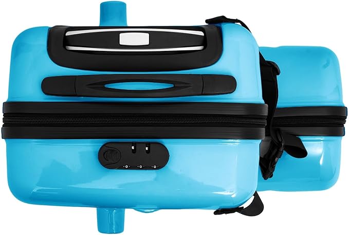 20 Inch Children's Ride On Trolley, Toddler Luggage Seat Ride with Lock, Kid's Ride-on Travel Suitcase with Spinner Wheels, Kids Travel Trolley Riding Luggage Suitcase for Boys Girls Gift, Blue