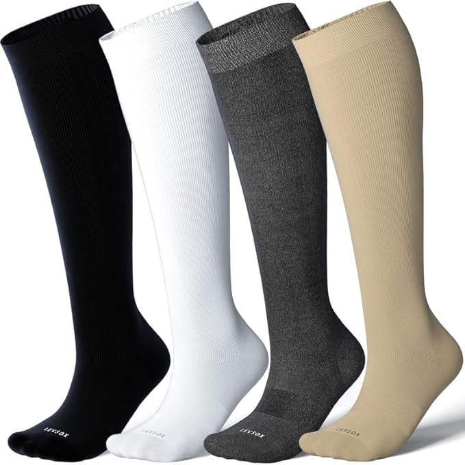 LEVSOX Compression Socks for Pregnant Women 20-30 mmHg Knee High Cute Funny Mens Supports Socks for Nurses, Medical, Travel