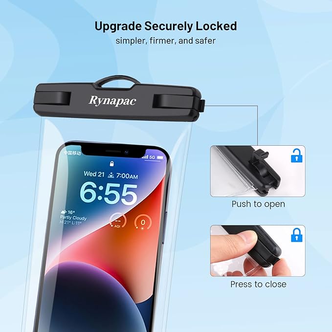 Waterproof Phone Pouch Bag - 8.5in Water Proof Cell Phone Case for Beach Travel Must Haves, Waterproof Phone Holder with Lanyard for iPhone 16 15 Pro Max Galaxy S24 S23 Ultra Pixel, Cruise Essentials