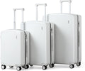 Hanke Hard Shell Luggage Sets 3 Pieces, Carry On and Checked Luggage Sets with Spinner Wheels, Durable PC Hardside Rolling Suitcase for Travel (20/24/28 Inch, Smoke White)