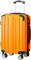 Coolife Luggage Expandable(only 28") Suitcase PC+ABS Spinner 20in 24in 28in Carry on (orange new, M(24in))