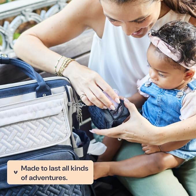 BabbleRoo Diaper Bag Backpack, Multifunction Nappy Changing Bag with Changing Pad, Stroller Straps & Pacifier Case, Unisex Stylish Travel Back Pack for Moms & Dads – Apricot & Black