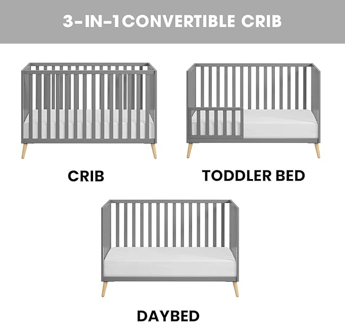 Oxford Baby Cozy Nest Convertible Island Crib, Dove Gray/Natural
