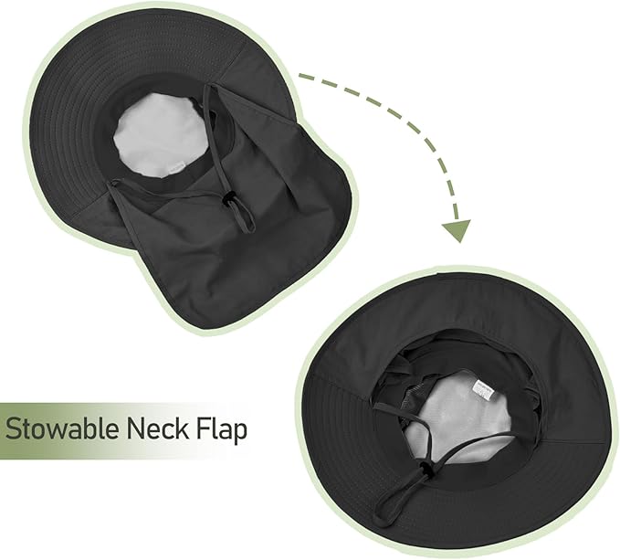 Fishing Hat Breathable Wide Brim Sun Hats with Neck Flap Bucket Hat Outdoor Safari Hat for Men Women UPF 50+ Sun Protection