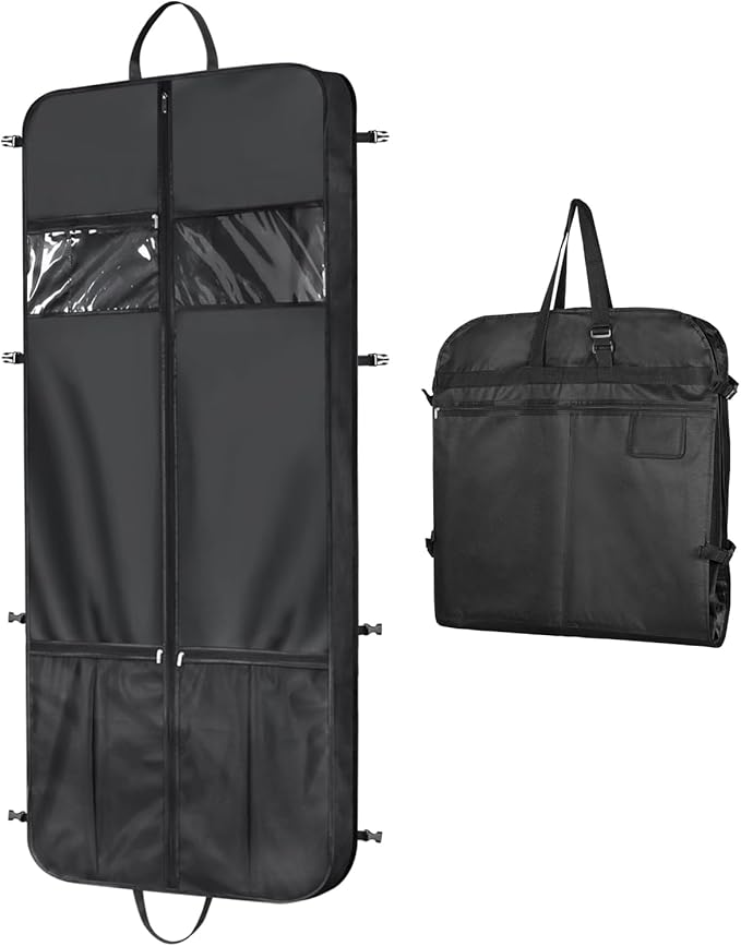 Zilink Luxury Storage 60" Garment Bag for Long Dress, Coat, Fur, Mink and Choir Robe 3.9" Gusset Cover Heavy Duty, Breathable, Hanging, Foldable Travel and Wardrobe Clothes Protector