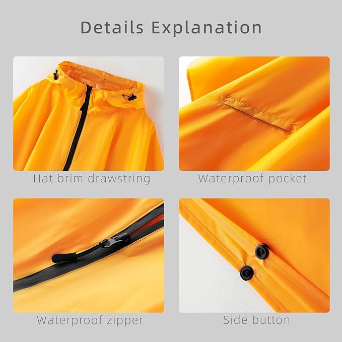 Cloak raincoat Unisex poncho Adult hooded men and women with pockets Mountaineering hiking rainstorm prevention