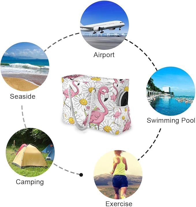 senya Large Beach Bags Totes Canvas Tote Shoulder Bag Soft Wave Water Resistant Bags for Gym Travel Daily Ocean
