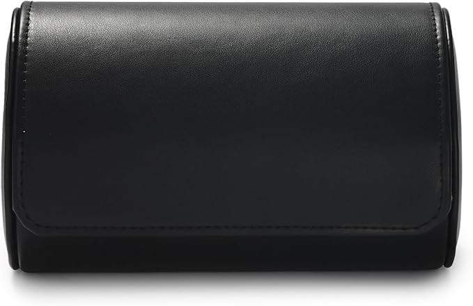 Oirlv Premium Leather Watch Roll Travel Case 2-Slot Watch Box for Men and Women Storage & Organizer Display, Anniversary Birthday（Black）