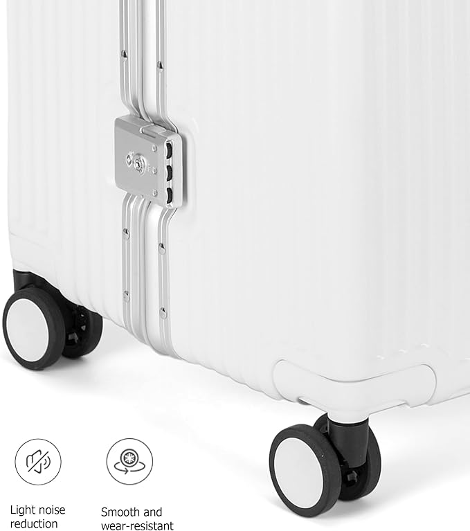 feilario 29in Super Large Captain Aluminum Frame Hardside Spinner Wheels Luggage, Removable Wheels Zipperless Checked Suitcase with Cup Holder/Phone Holder