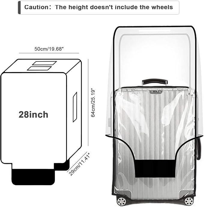 Suitcase Cover for 28" Luggage TSA Approved Clear PVC Thickened Protective Sleeve Waterproof Cover for Wheeled Luggage