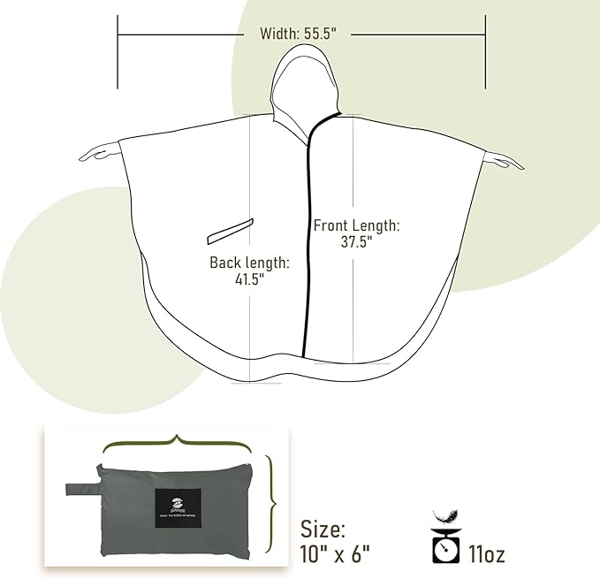SaphiRose Unisex Rain Poncho Raincoat Hooded for Adults Women with Pockets