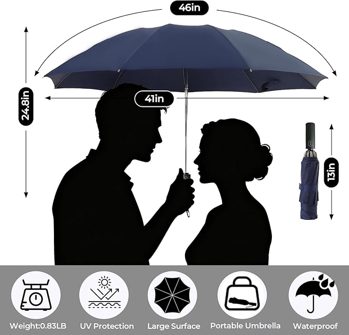LLanxiry Compact Travel Umbrella, Mini Windproof Umbrellas for Rain & Sun, Small Lightweight Outdoor UV Umbrella, Portable Folding Umbrellas for Travel