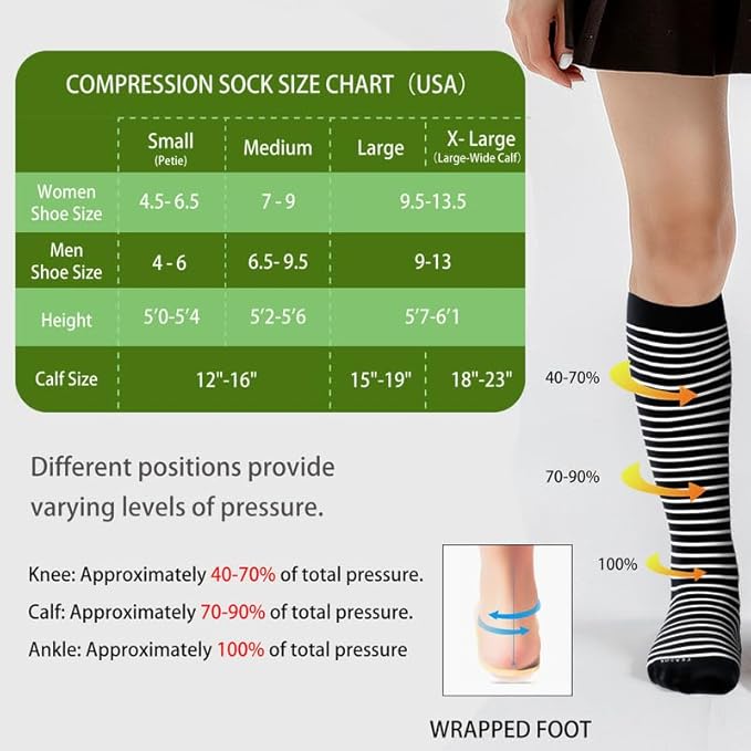 LEVSOX Compression Socks for Pregnant Women 20-30 mmHg Knee High Cute Funny Mens Supports Socks for Nurses, Medical, Travel