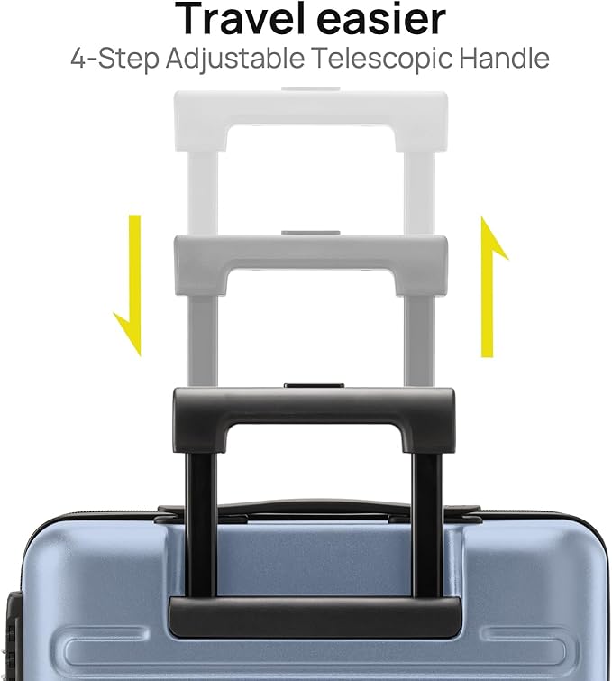 Carry on Luggage 22 X 14 X 9 Airline Approved, 20 Inch Luggage for 3-5 Days Travel, Double Spinner Wheels, 100% Hardshell PC, TSA Lock (09-Blue, Carry-On 20-Inch)