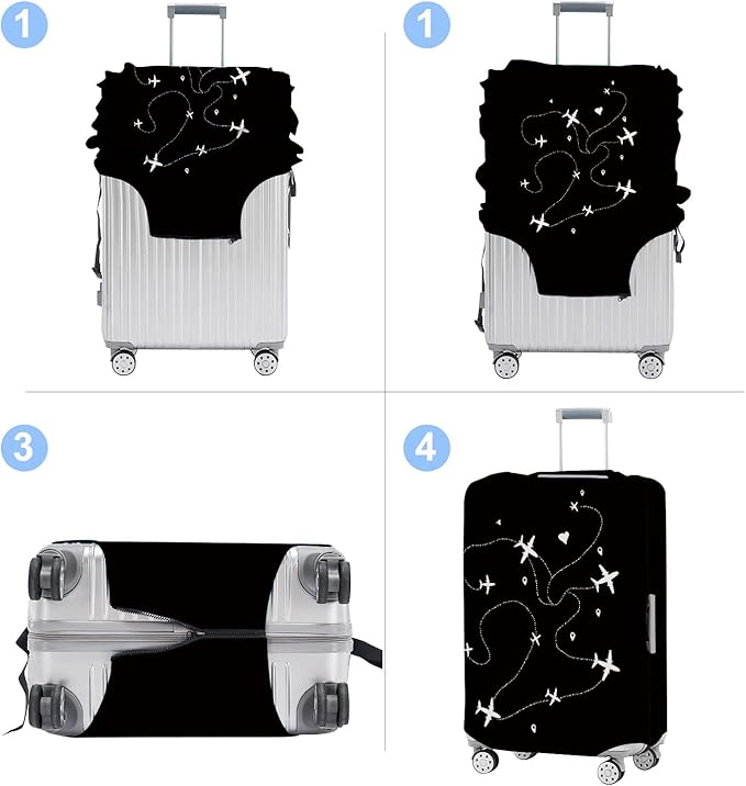 Luggage Cover Washable Suitcase Protector Anti-Scratch,Stretchable Fit for 20-34Inch Luggage Durable Travel Bag Cover with Zipper Closure (Airline, XL(fits 32-34Inch suitcase))