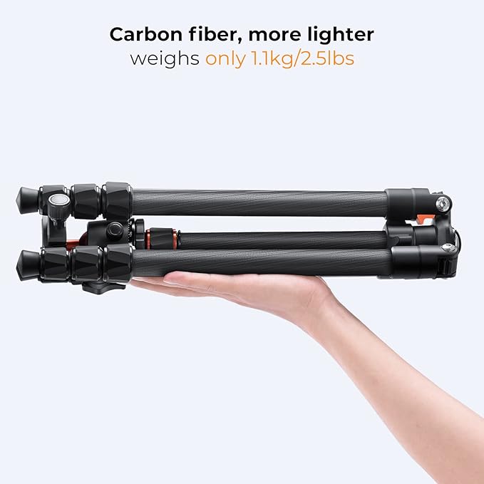 K&F Concept 64" Carbon Fiber Camera Tripod,Lightweight Travel Tripod with 36mm Metal Ball Head Load Capacity 17.6lbs, Quick Release Plate,for DSLR Cameras Indoor Outdoor Use K254C2+BH-36L