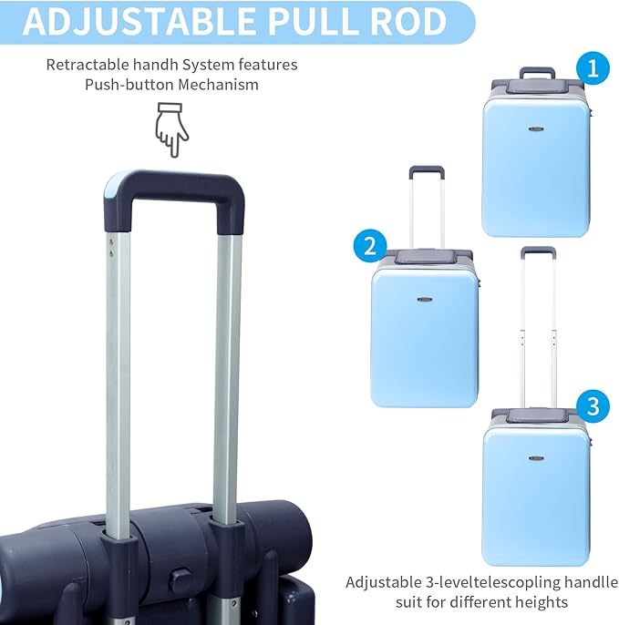 LemoHome Expandable Luggage with Spinner Wheels,Large Suitcases with Child Seat Design,Hard Luggage for Women and Men,20 inch Hardside Carry on Luggage for Travel (Blue visor)