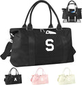 Initial Travel Duffel Bag Sports Gym Bag for Boys Teen Birthday Gifts,Black Personalized Weekender Bag Carry On Tote Bags for Men,Waterproof Overnight Luggage Bag Airplane Travel Essentials(Letter S)