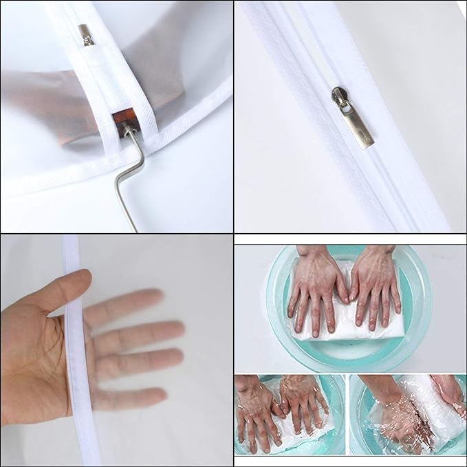 Dress Bags for Hanging Clothes 24'' x 54'' Long Dress Hanging Garment Bag White Breathable Garment Bags for Hanging Clothes Full Zipper Dust Cover for Storage Closet Pack of 6