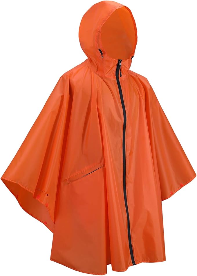 Rain Poncho Jacket Coat Hooded Zipper Style for Women/Men/Adult with Pocket