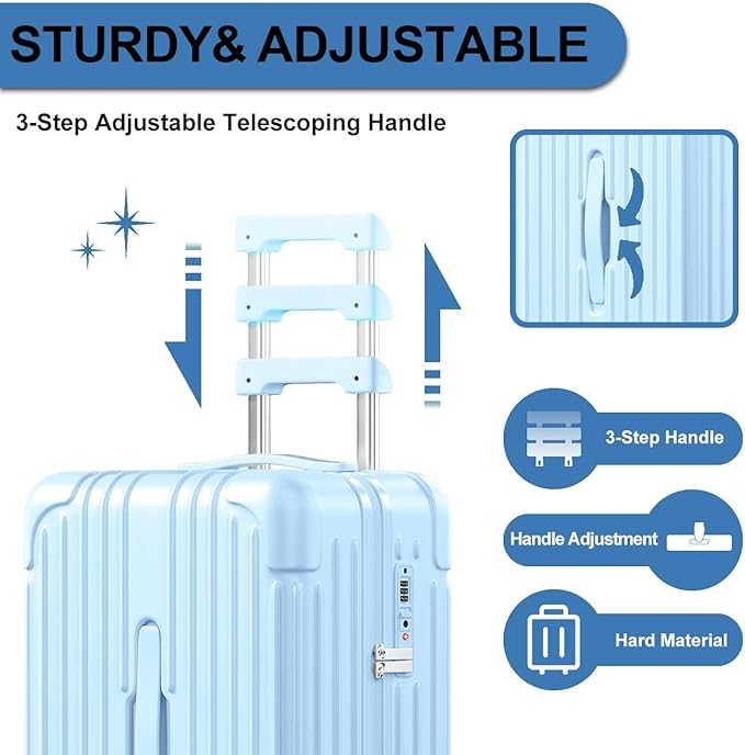 Krute Carry on Luggage 20 inch Suitcases with Wheels PC+ABS Airline Approved Hard Side Travel Luggages with TSA Lock