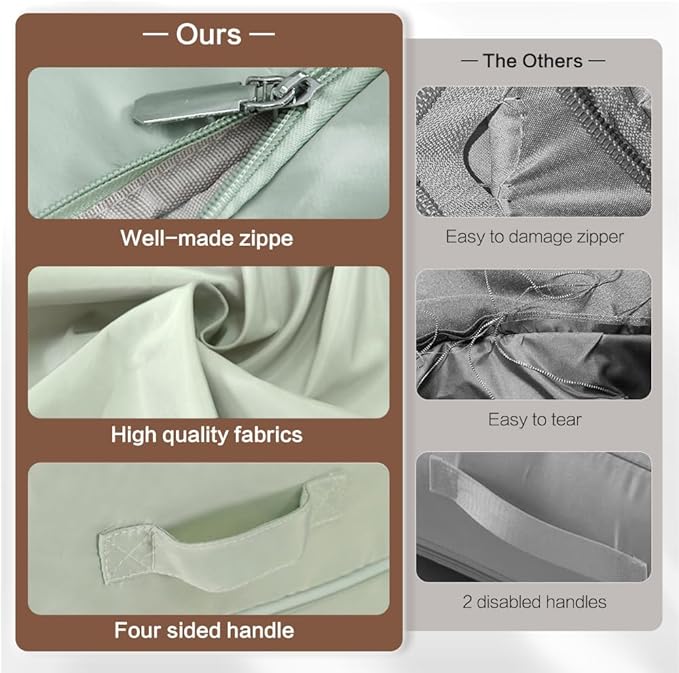 Ultra Space Saving Self Compression Storage Bags with Zipper, (Green) -Compression Organize for Bedding, Comforter Storage Bag for Blankets Duvet Quilts Pillows
