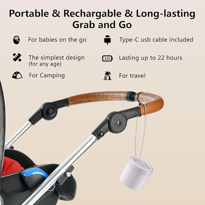 Portable Baby Sound Machine Mini White Noise Machine with 30 Soothing Sounds for Newborn Kids Adults Rechargeable Sleep Brown Noise Machine 4 Timers Memory Function for Travel Camping Home Office