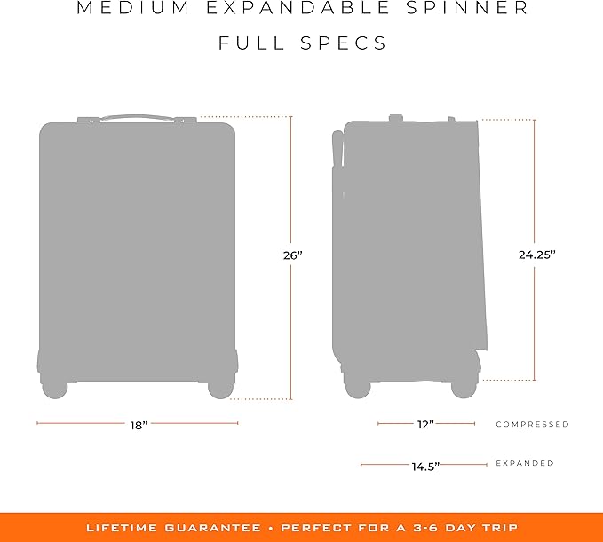 Briggs & Riley 26" Medium Expandable Spinner - Checked Luggage for Travel, Suitcases with Wheels, Softside Rolling Bag for Men & Women, Self-Repairing Zipper - Baseline Collection, Navy