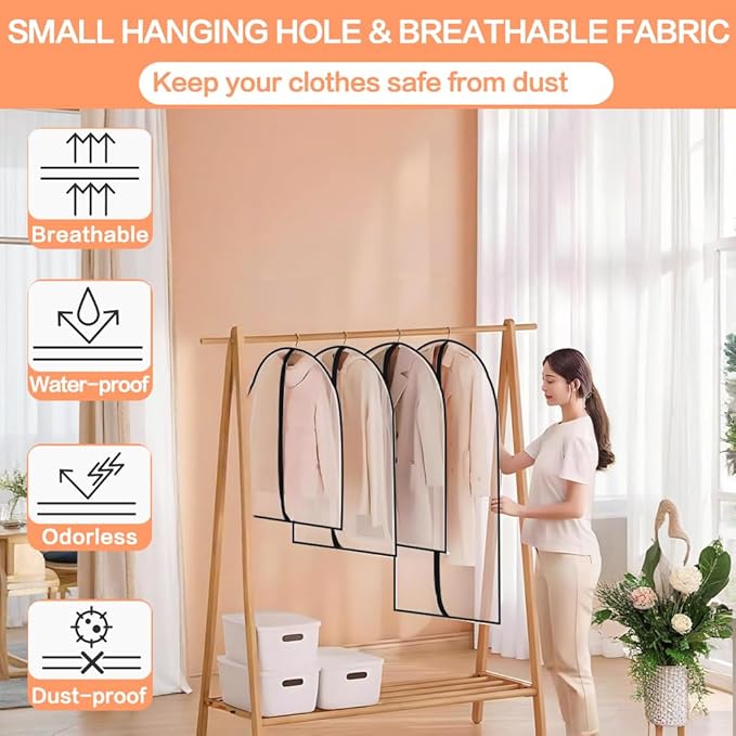 Garment Bags for Hanging Clothes Travel (set of 12) Clothing Suit Bags for Closet Storage Wedding Dress Garment Bag with Zipper Gown Garment Bag for Long Dresses