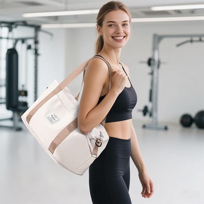 Travel Duffel Bag, Sports Tote Gym Bag, Shoulder Weekender Overnight Bag for Women