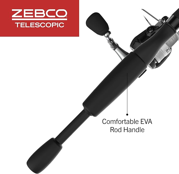 Zebco 33 Spinning Reel and Telescopic Fishing Rod Combo